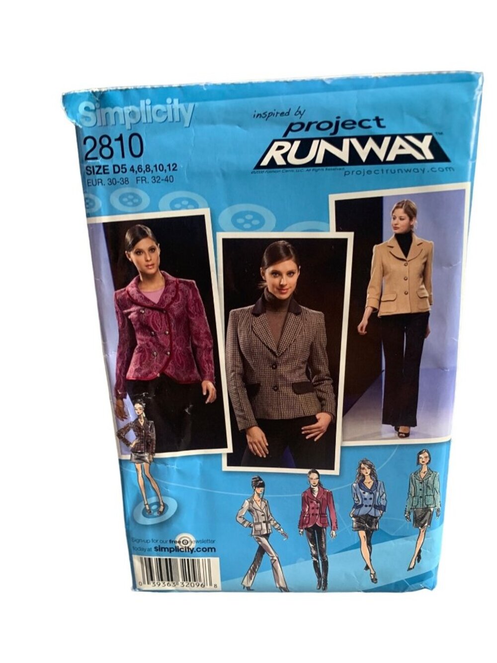 Simplicity 2810 Project Runway Sewing Pattern Misses' Jacket Size 4 6 8 10 12 Un